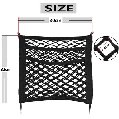 Pet Car Safety Net Barrier Rear Seat Fence with Storage Bag