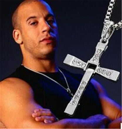 Crystal Cross Pendant Necklace for Men