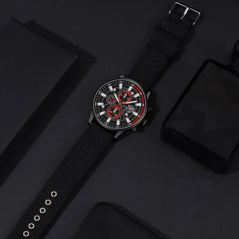 Men's Minimal Quartz Watch Necklace and Bracelet Set