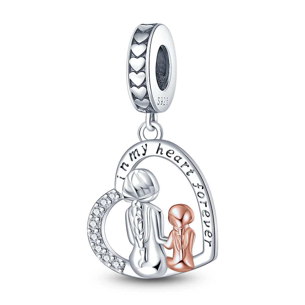 Mother And Daughter Charm Beads Fit Pandach Bracelet