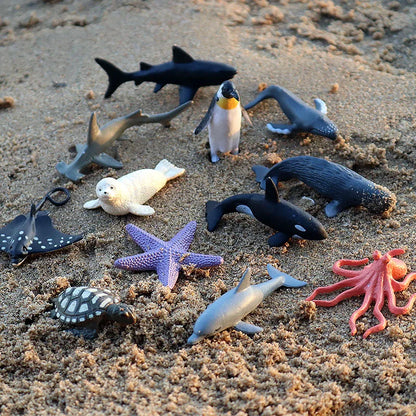 Montessori Miniature Lion Shark Horse Dinosaur Animals Model Set Action Figures