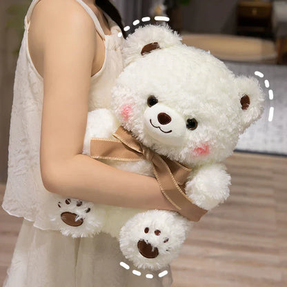 Cute Bowknot Bear Plush Toy - Soft Teddy Pillow for Love & Comfort