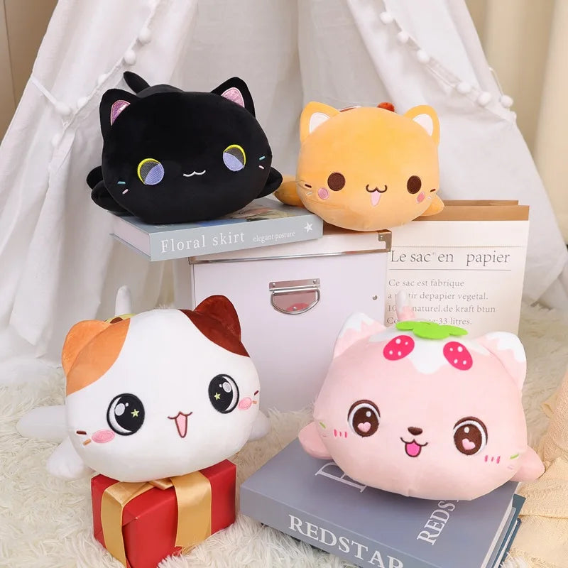 Kawaii Plush Cartoon Cat Doll - Soft, Cuddly Kitten Pillow Toy