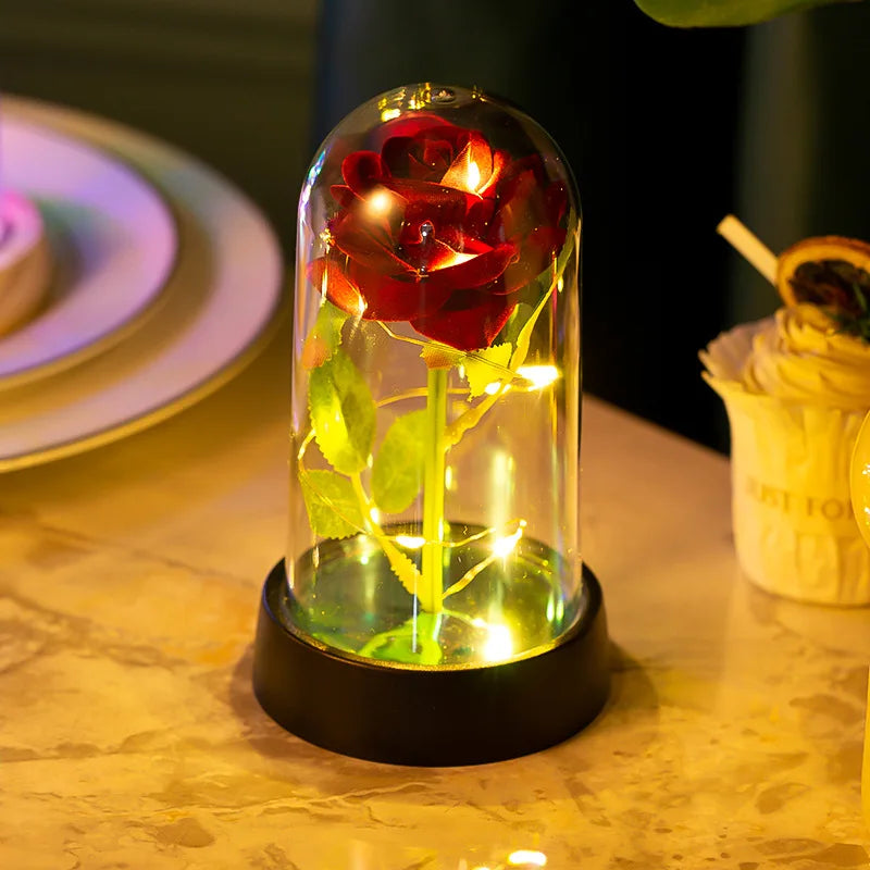 LED Eternal Rose in Glass Dome - Romantic Gift for Home