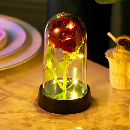 LED Eternal Rose in Glass Dome - Romantic Gift for Home