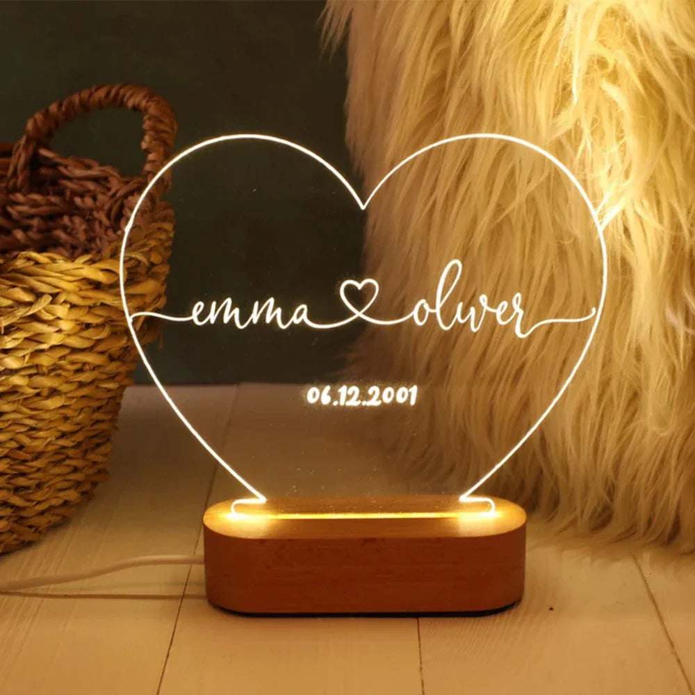 Personalized 3D Photo Night Light with Custom Text