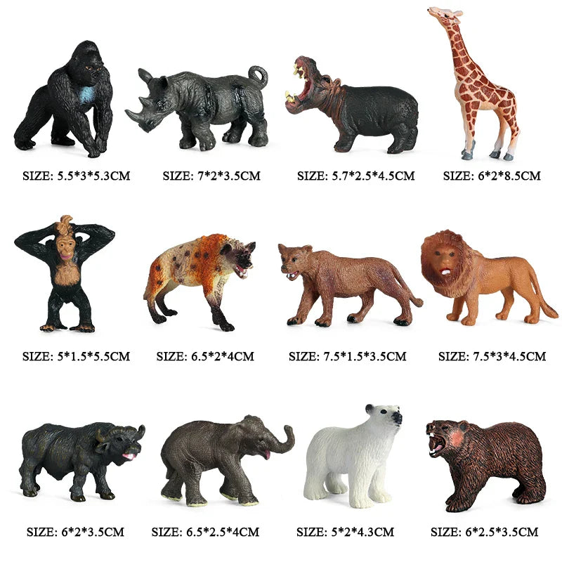Montessori Miniature Lion Shark Horse Dinosaur Animals Model Set Action Figures