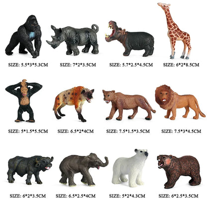Montessori Miniature Lion Shark Horse Dinosaur Animals Model Set Action Figures