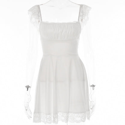 Lace Strap Sleeveless Loose Mini Dresses