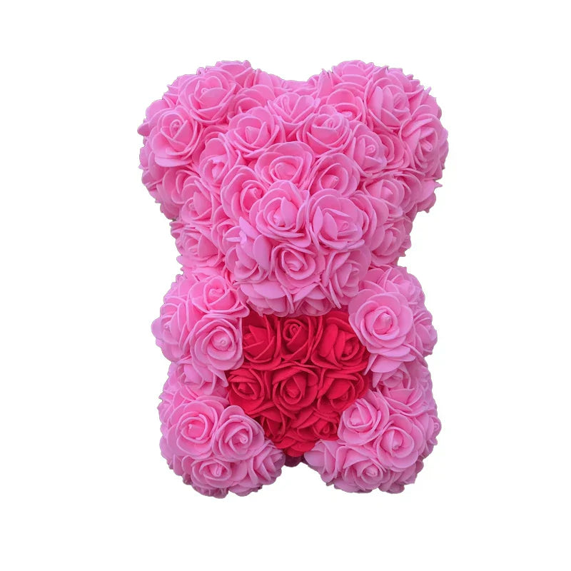 25 cm Rose Teddy Bear Artificial Foam Flower Gift