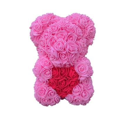 25 cm Rose Teddy Bear Artificial Foam Flower Gift