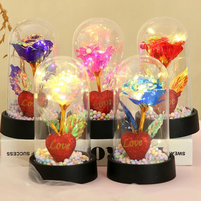 Eternal Rose LED Light in Glass Dome for Valentine's Day and Special Gifts