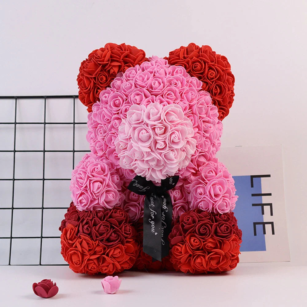 Lighted Rose Flower Teddy Bear 25cm Gift Box Edition