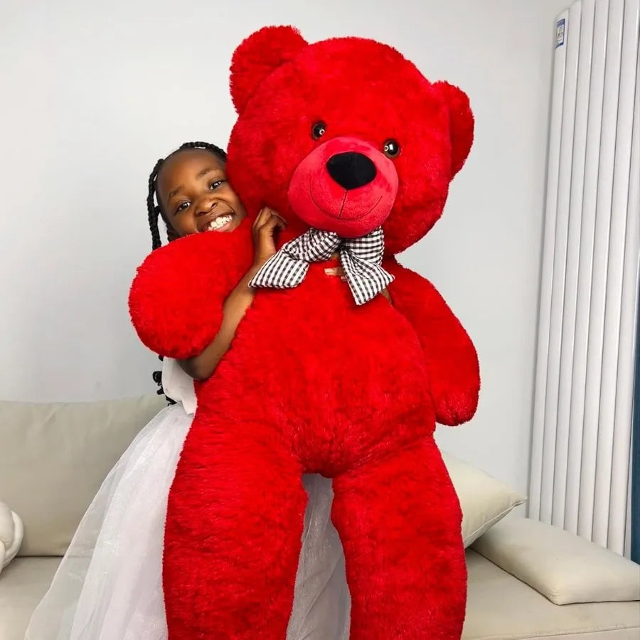 47-Inch Giant Red Teddy Bear Plush Toy Soft and Fluffy Stuffed Animal for Gifts