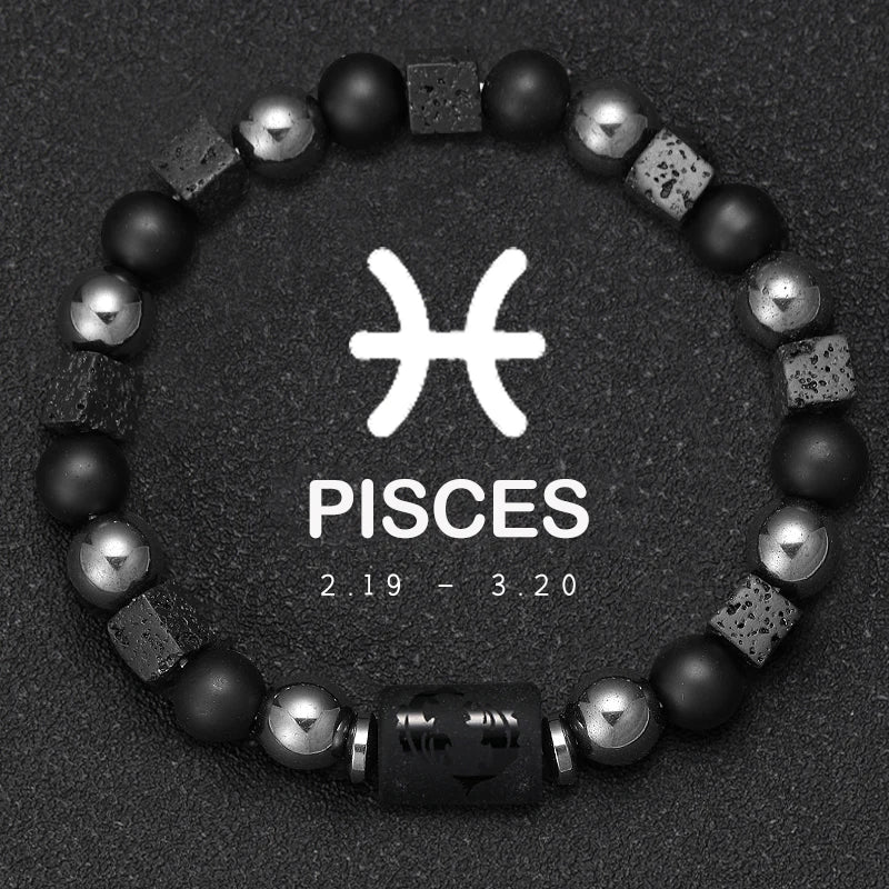 12 Zodiac Natural Stone Beaded Bracelet