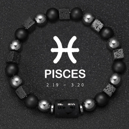 12 Zodiac Natural Stone Beaded Bracelet