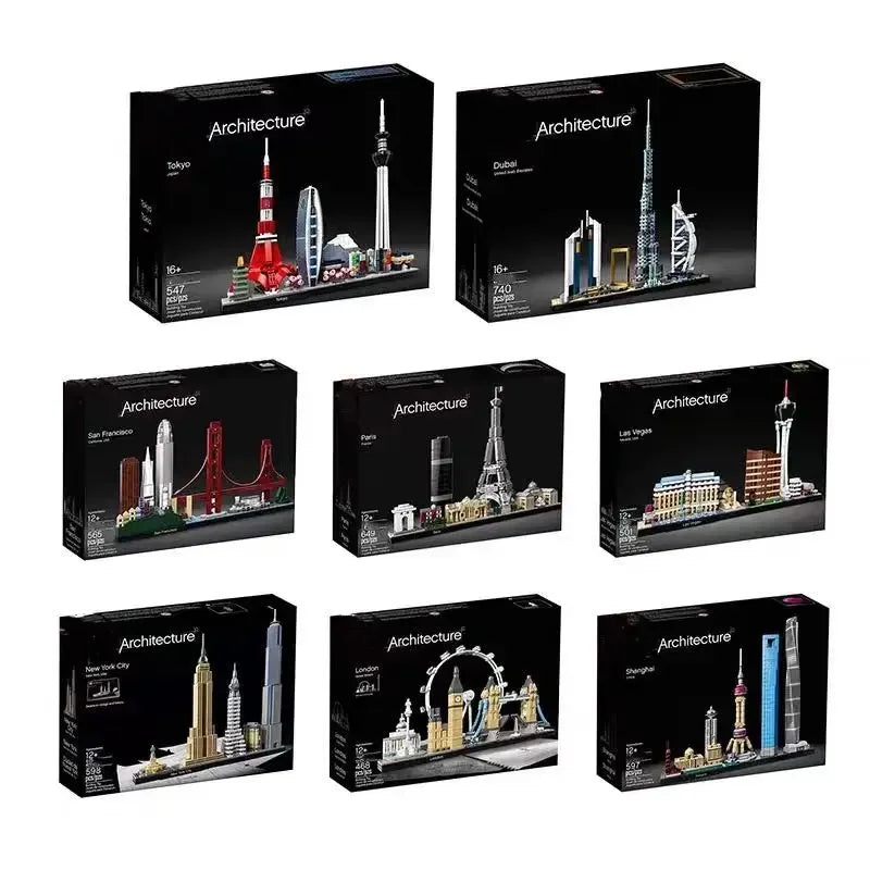 New York London Pairs Dubai Lanmark City Skyline Building Blocks