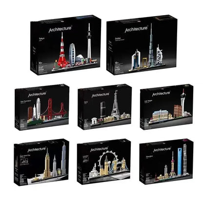 New York London Pairs Dubai Lanmark City Skyline Building Blocks