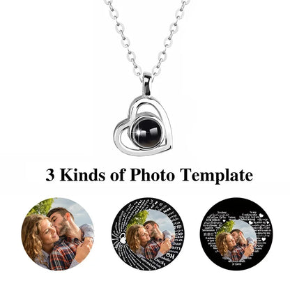 Personalized Heart Photo Projection Necklace with 100 Languages