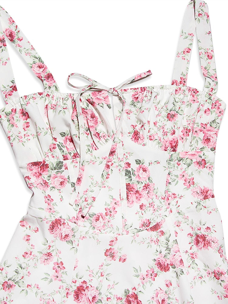 Strappy Back Tie-Up Corset Midi Dress