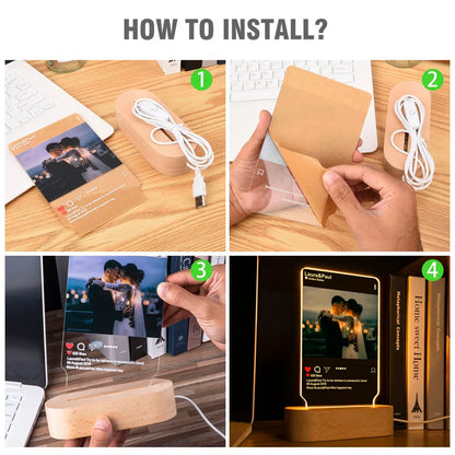 Personalized 3D Photo Night Light with Custom Text