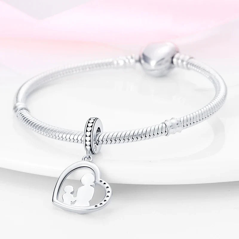 Mother And Daughter Charm Beads Fit Pandach Bracelet