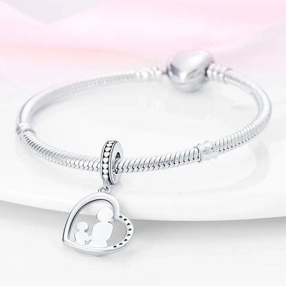 Mother And Daughter Charm Beads Fit Pandach Bracelet