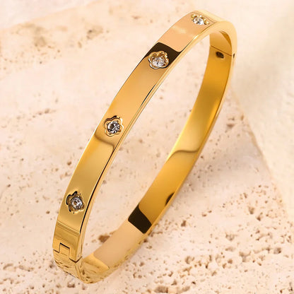 Four Leaf Clover Zircon Stainless Steel Bracelet