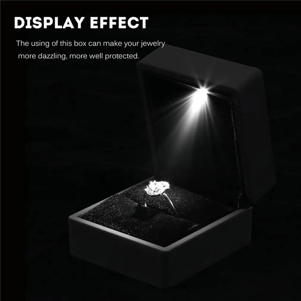 LED Light Ring Box Luxury Jewelry Case for Proposal