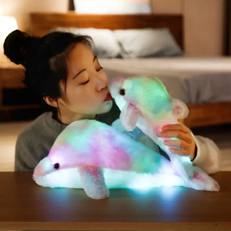 Luminous Plush Dolphin Pillow - Soft, Colorful LED Cushion for Kids
