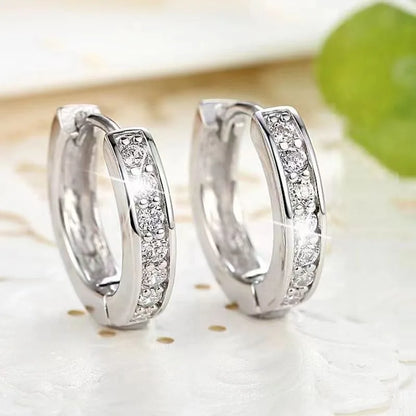 925 Sterling Silver Round Zircon Stud Earrings