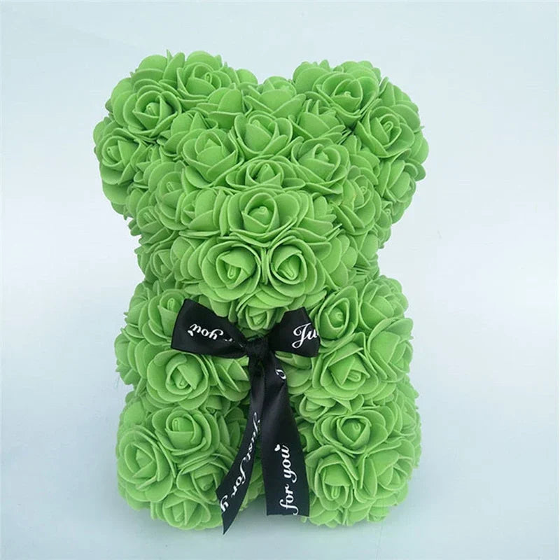 25-40cm Rose Teddy Bear - Handmade Flower Bear Gift for Valentine's Day or Birthday