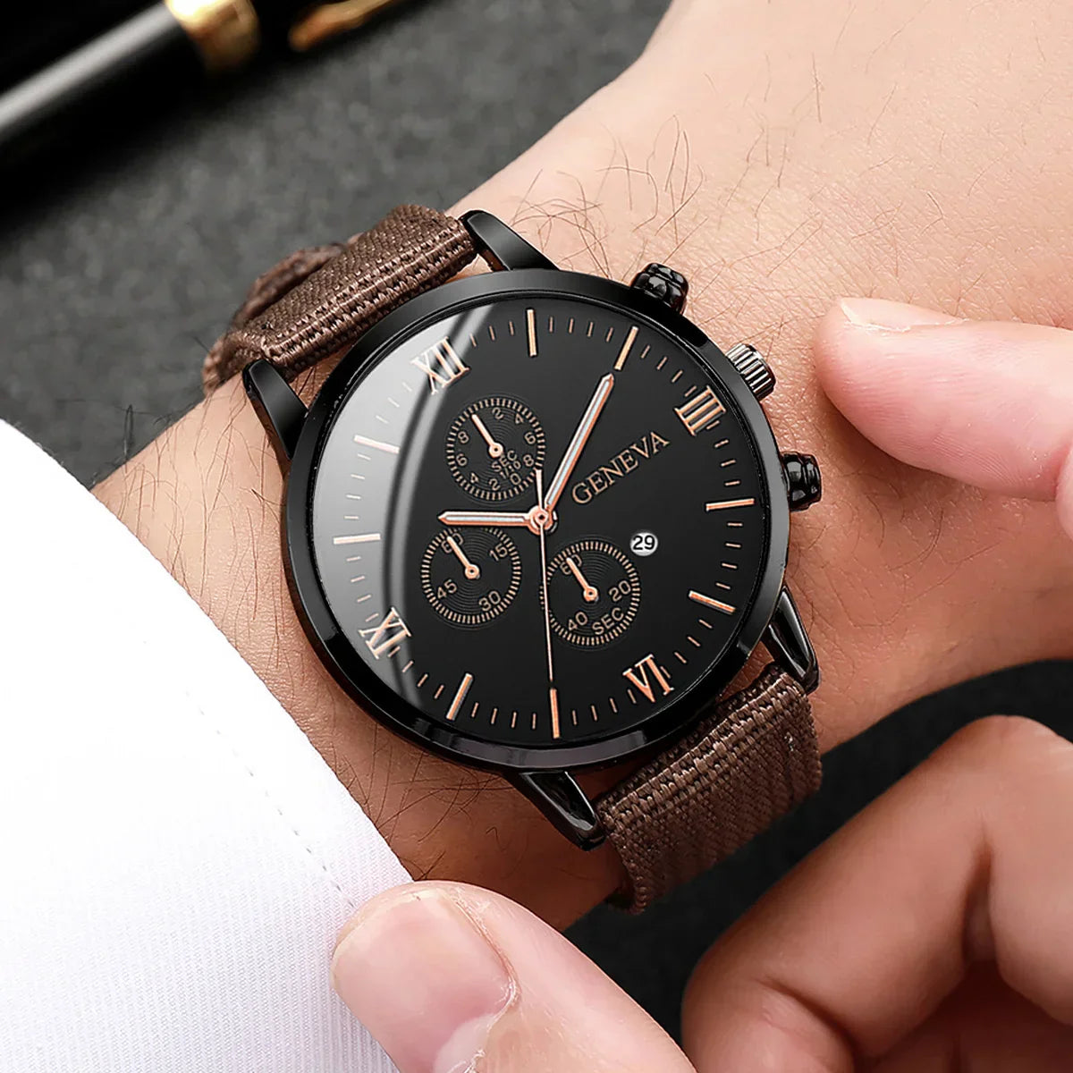 Men's Quartz Watch and Bracelet Set 4 or 5 Pieces