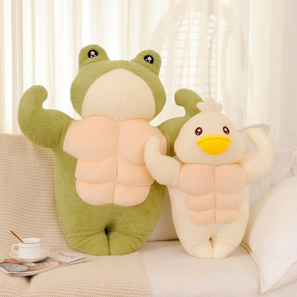 Muscle Frog & Duck Plush A Quirky Pair