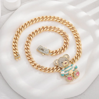 Dainty Teddy Bear Pendant Necklace