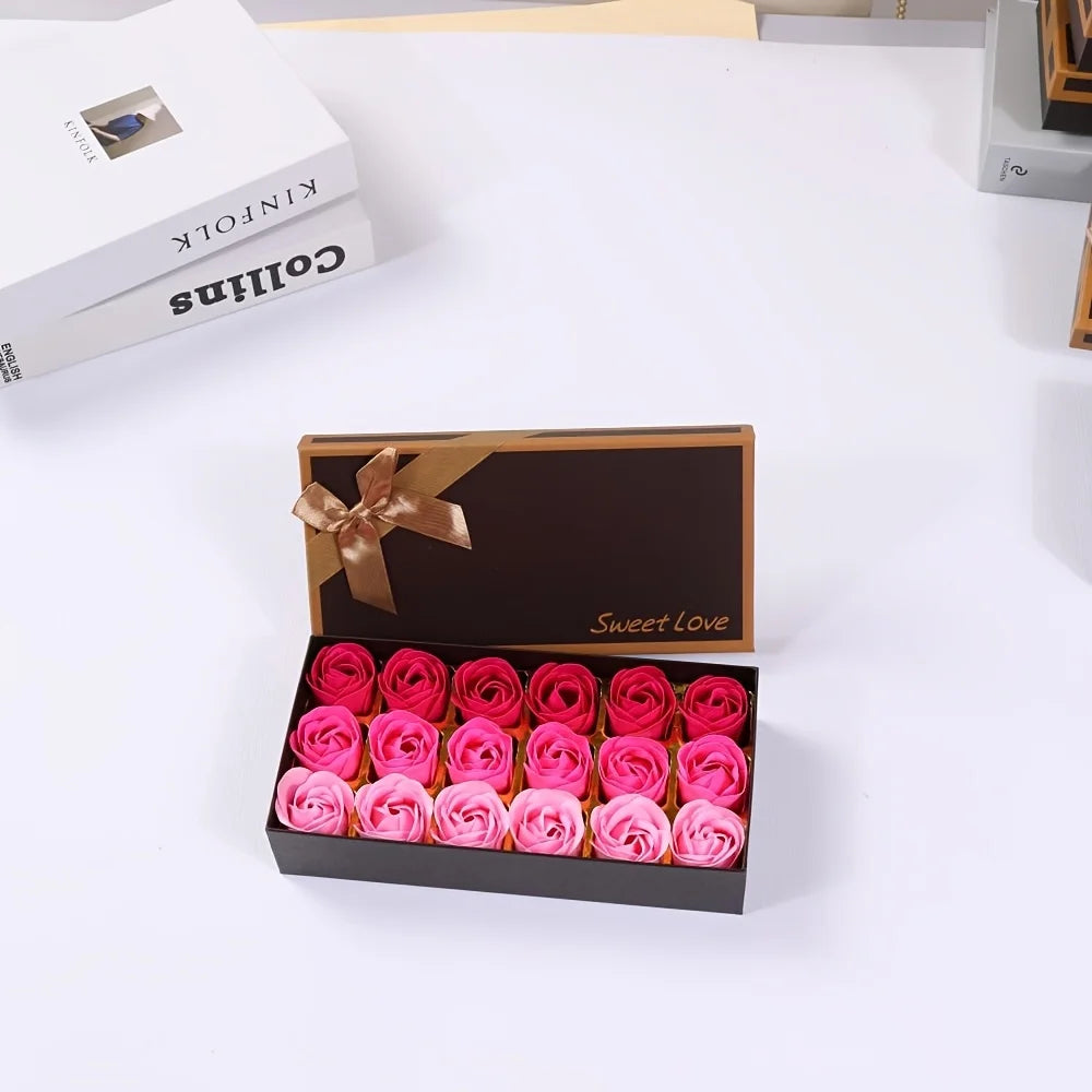 18-Piece Rose Soap Flower Gift Set with Butterfly Theme for Romantic and Special Occasions