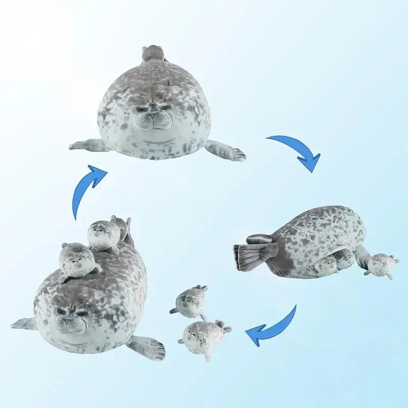 Seal Family Plush Set with Zipper Pouch 40cm