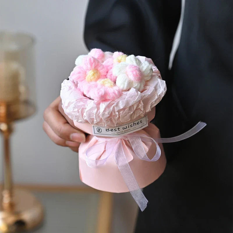 Hand-Woven Rose Flower Bouquet Artificial Flowers for Birthday and Valentine's Day