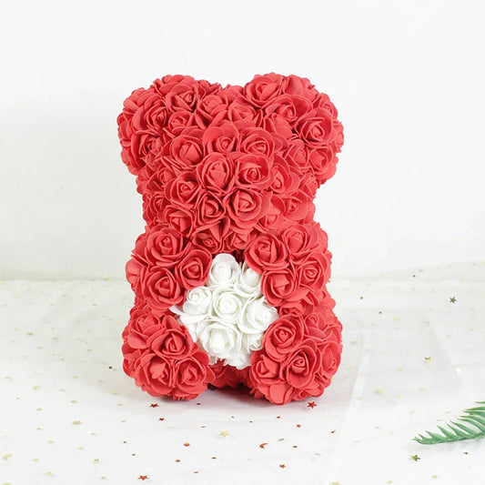 25 cm Rose Teddy Bear Artificial Foam Flower Gift