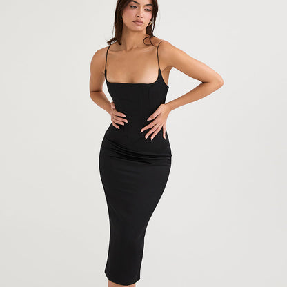 Satin Sleeveless Backless Maxi Dresses