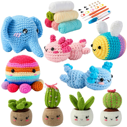 Animal DIY Crochet Kit: Easy Plush Doll with Quality Yarn & Needles