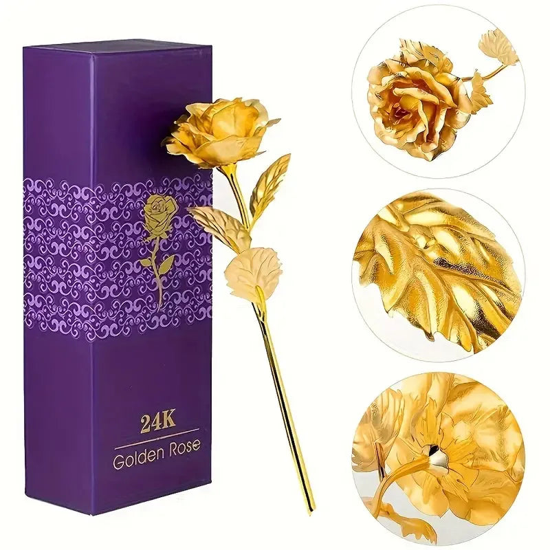 Artificial 24K Gold Rose with Gift Box Luxury Present