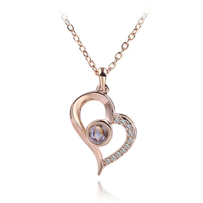 100 Languages Love Projection Heart Necklace