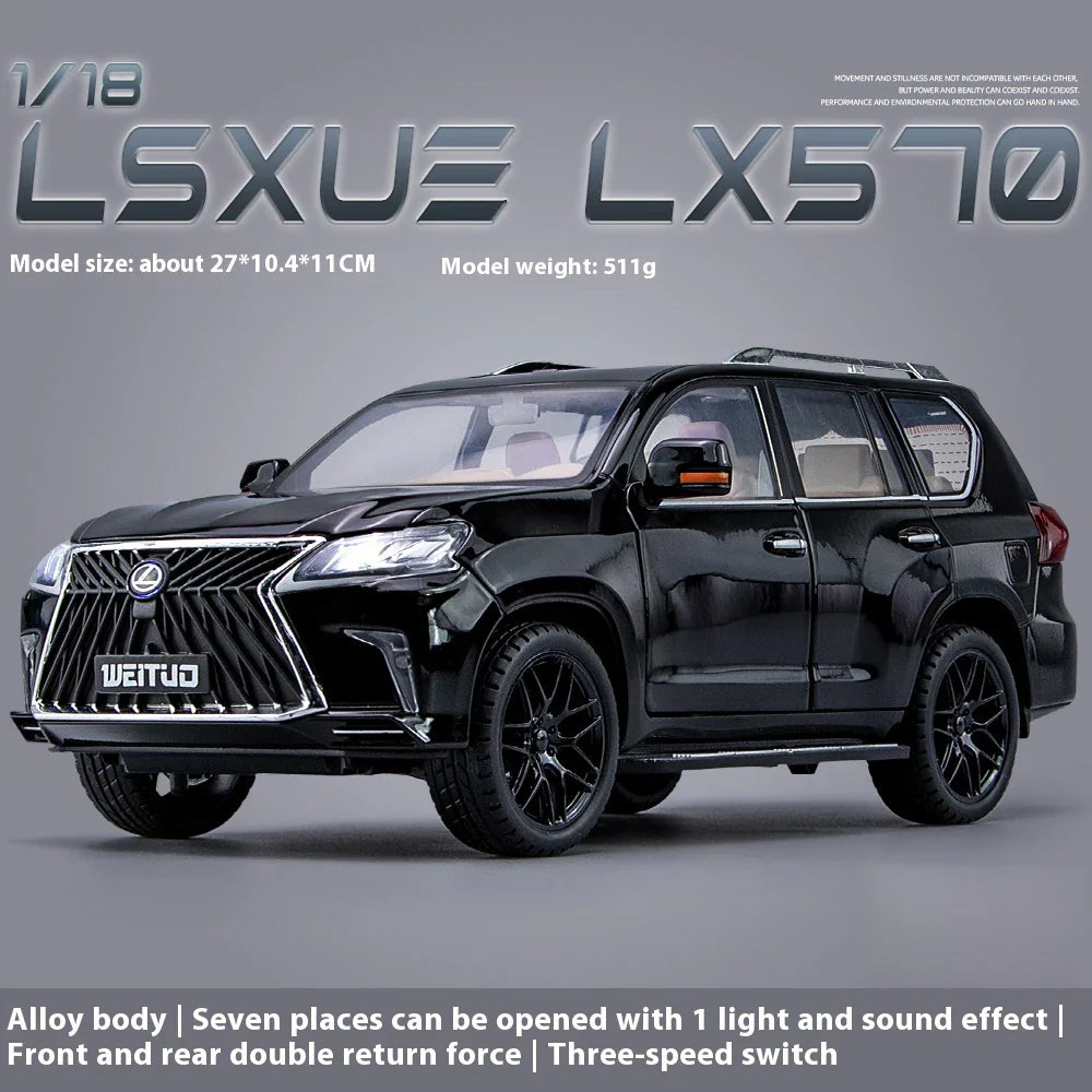 Large 1:18 Lexus LX570 Off-road SUV Metal Alloy Diecast Car