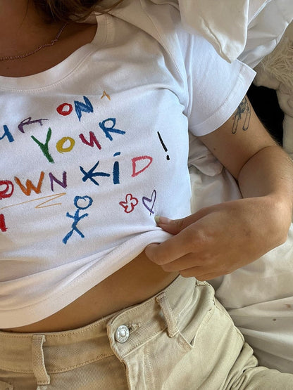 Letter Graphic Print Crop Top