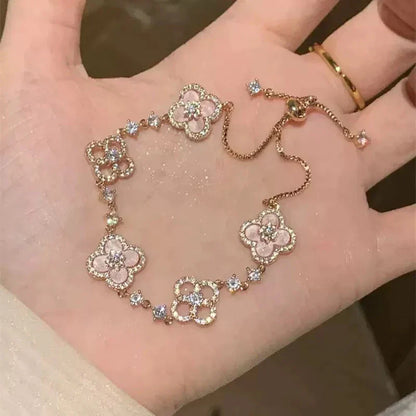 Pink Floral Charm Bracelet