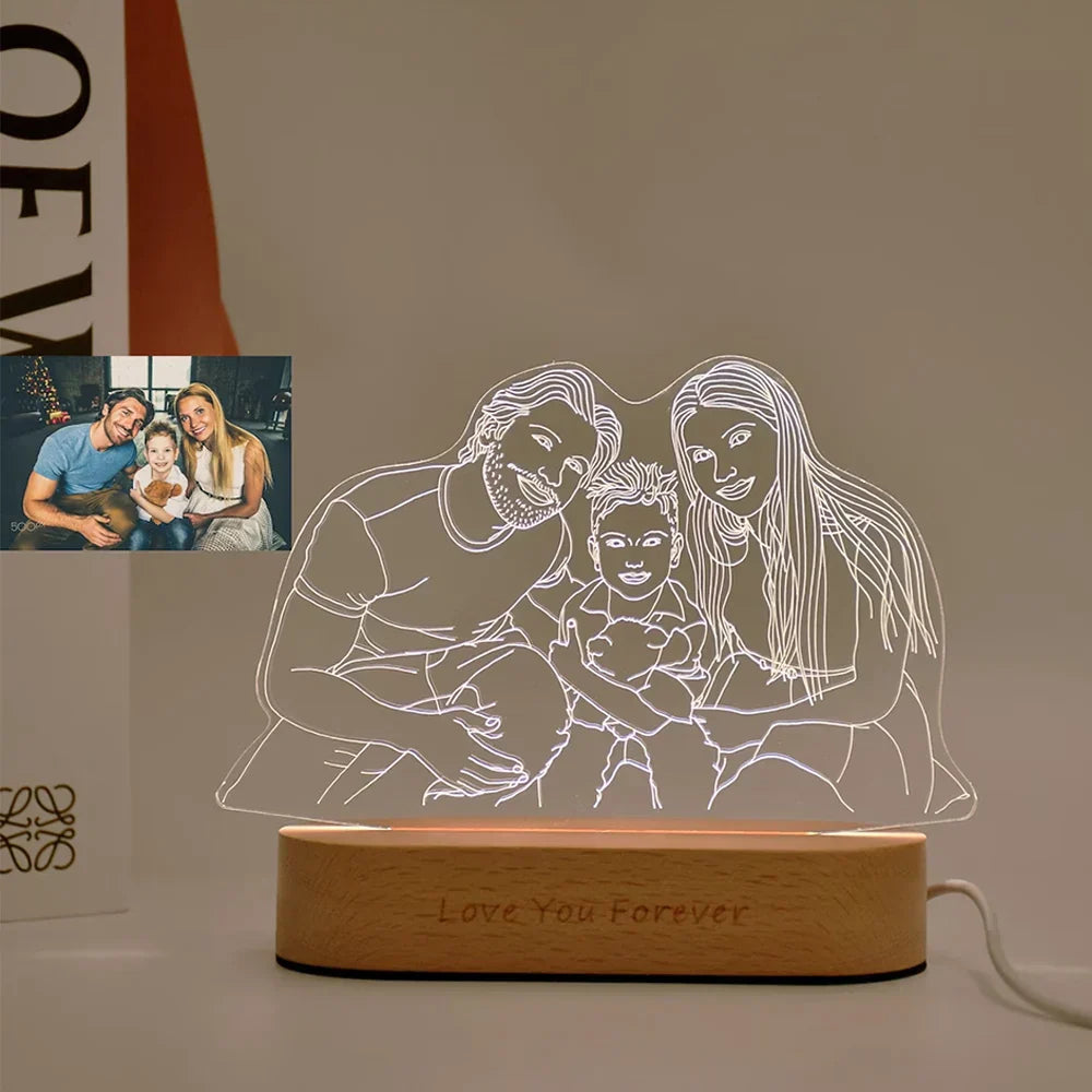 Personalized 3D Photo Night Light with Custom Text