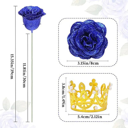24-Piece Artificial Roses with Golden Butterflies - DIY Home and Wedding Decoration