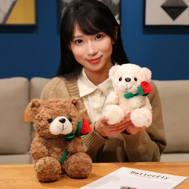 Sitting Bear Plush Toy with Heart Gift for Her