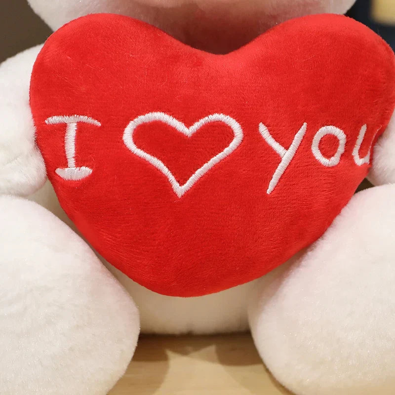 28CM Teddy Bear Plush Toy Holding Heart I Love You
